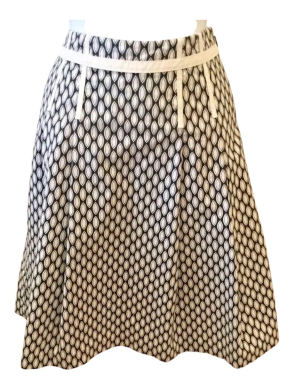 Stretch Skirt Navy White Geometric Print 0
